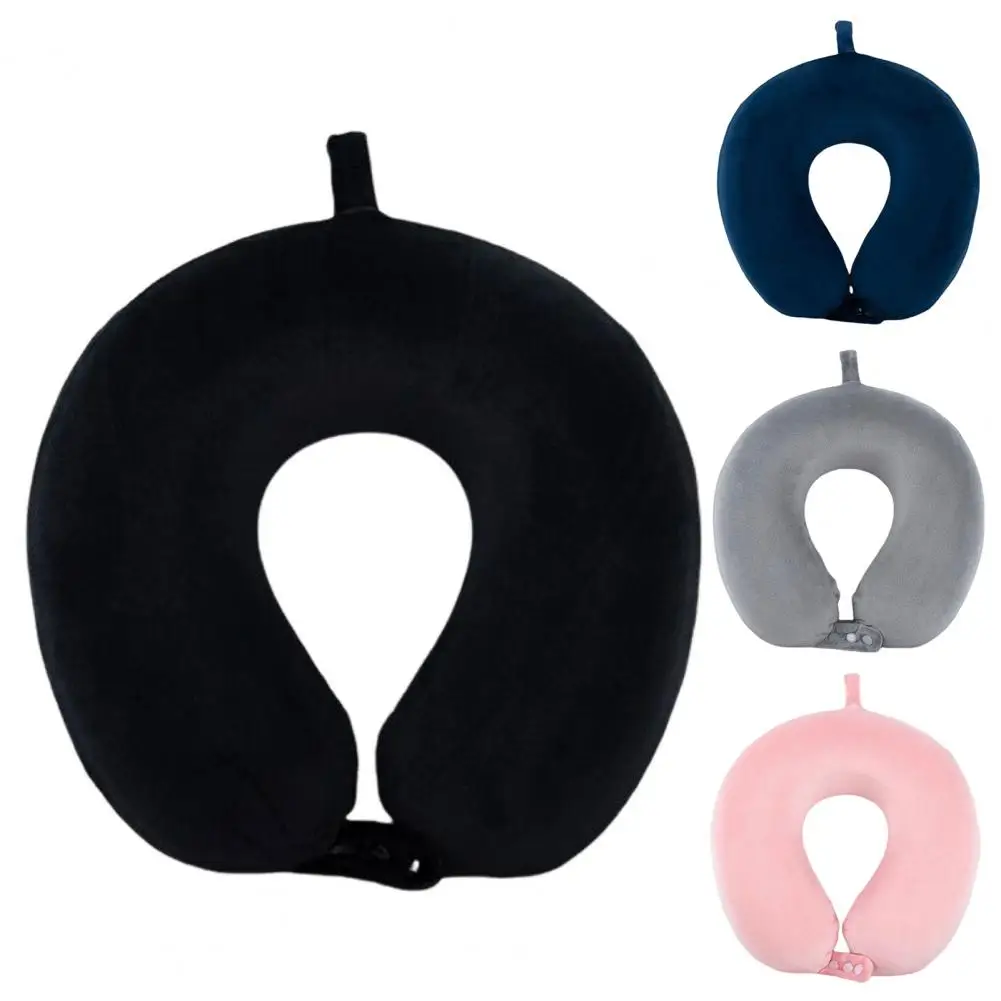 Memory Foam U-Shaped Pillow with Hidden Zipper Wear Resistant Friendly to Skin Ergonomic Design Solid Color Neck Support Travel 6
