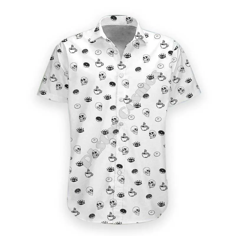 3D Printed Skull Halloween Hawaiian Shirt Summer Short Sleeved Shirts Men Shirts Oversize Camisa Social 5XL Halloween Gift 4