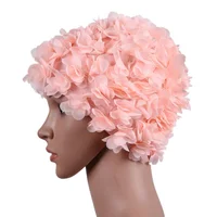 Summer Women Swim Cap Floral Petal Retro Swimming Hat Female Flower Bathing Cap 1