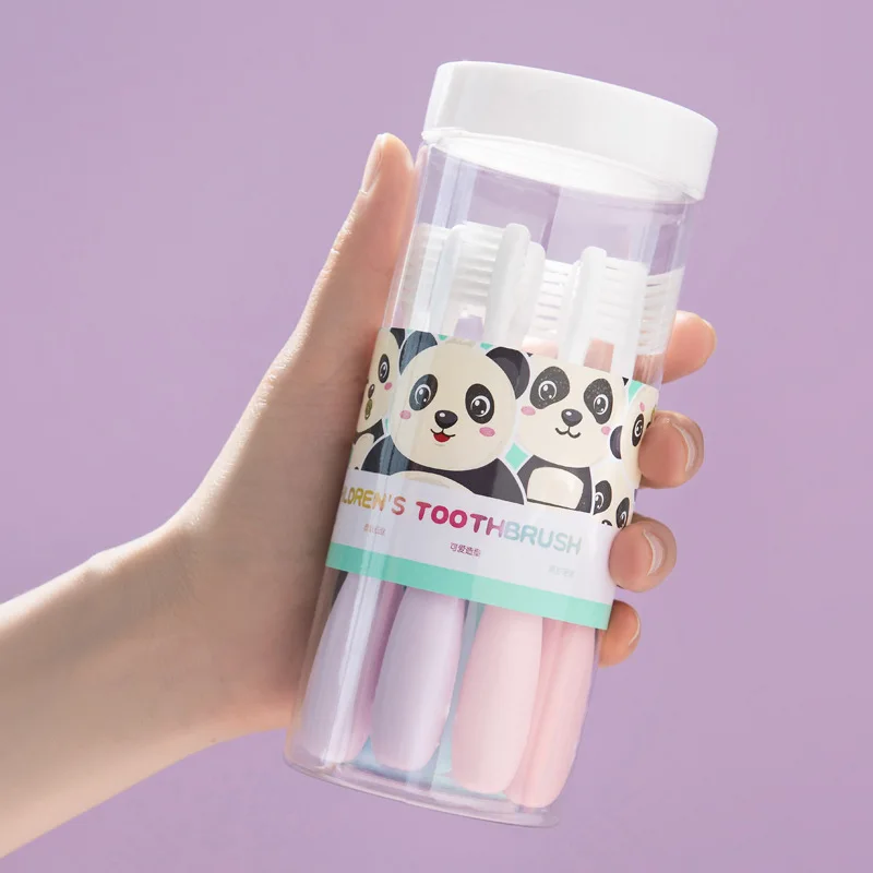 8pcs Cute Cartoon Bear Toothbrush Soft Bristle Silicone Children's Toothbrush Clean Teeth Brushing 0-12 Years Baby