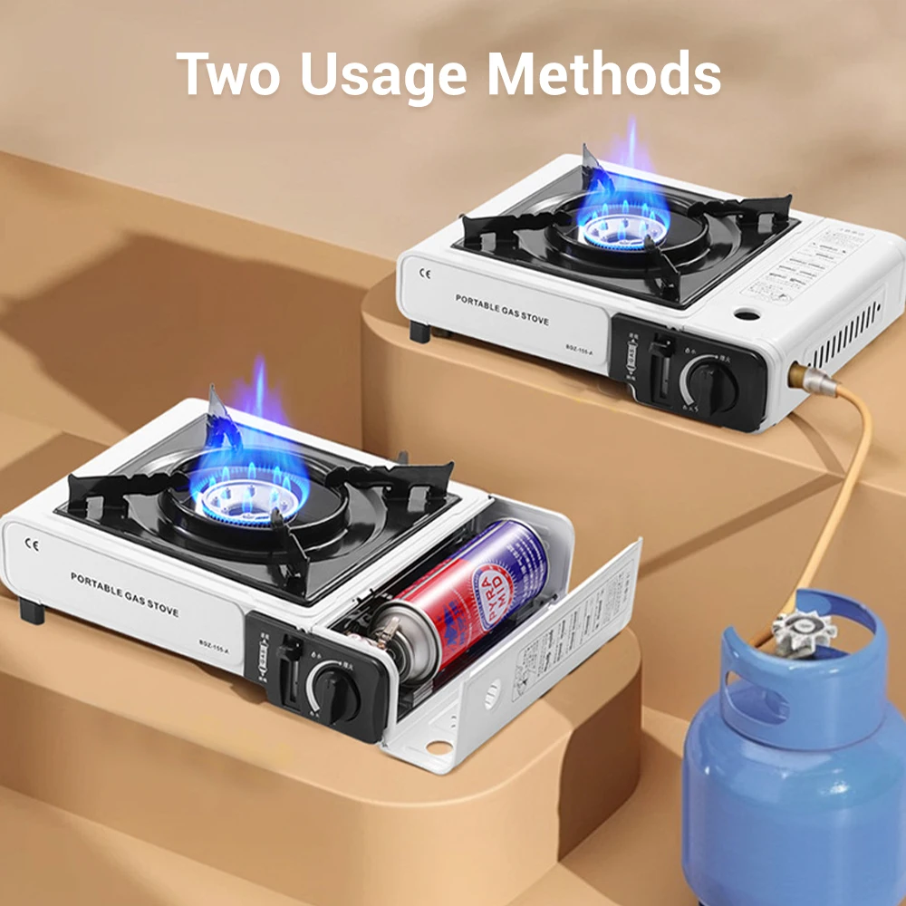 เตาแก๊สพกพาแบบพกพาสำหรับทำอาหารนอกบ้าน เตาแก๊สบิวเทนสำหรับทำหม้อไฟ บาร์บีคิว ตั้งแคมป์ น้ำหนักเบา ดีไซน์กะทัดรัด 1