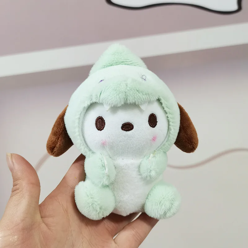 Sanrio Cross Dressing Cute Dinosaur Doll Pochacco Melody Kuromi Plush Keychain Birthday Gift for Women 3