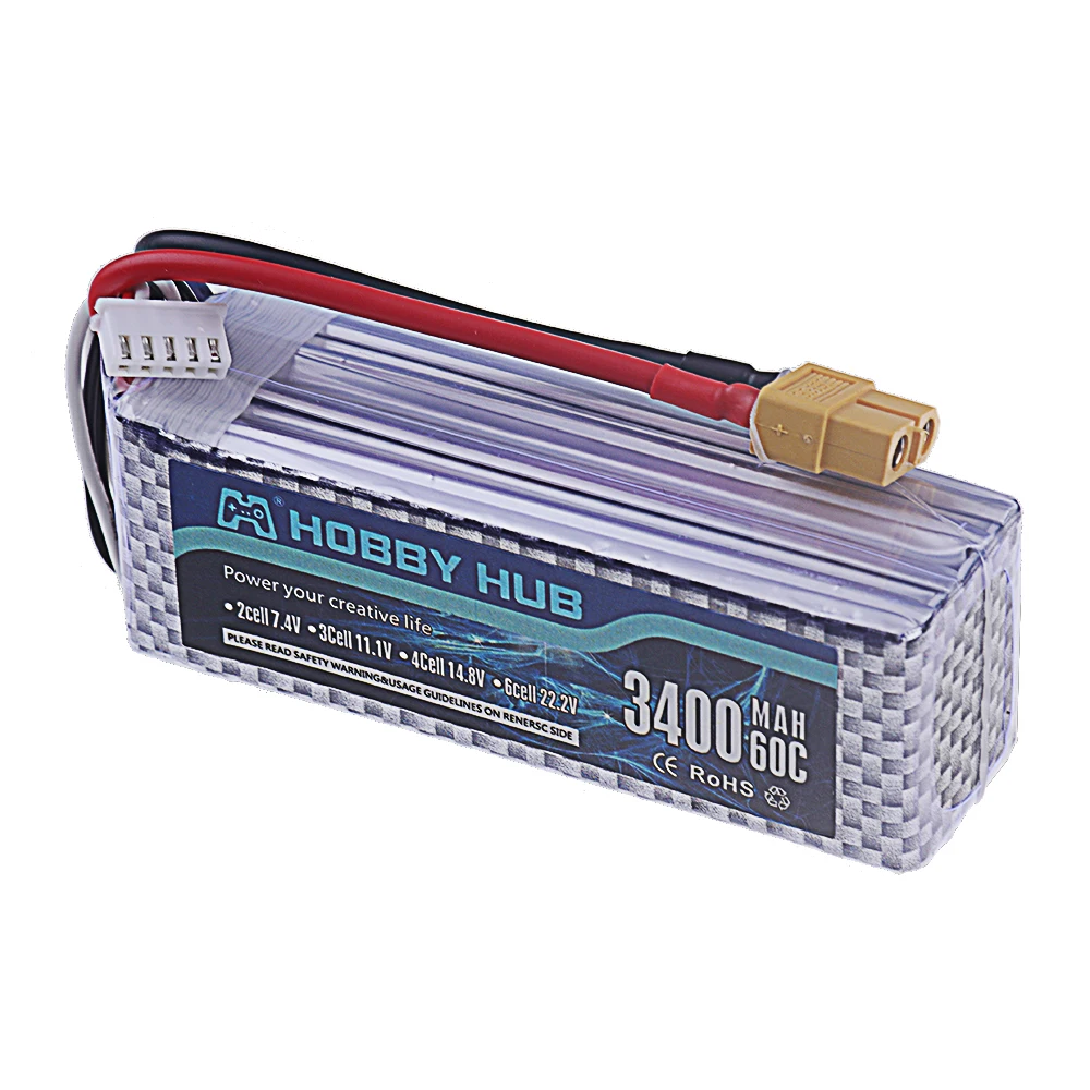 Lot de 1 à 3 Batteries LiPo 7.4V 1500mAh pour Drone RC avec Connecteurs T/XT30/XT60