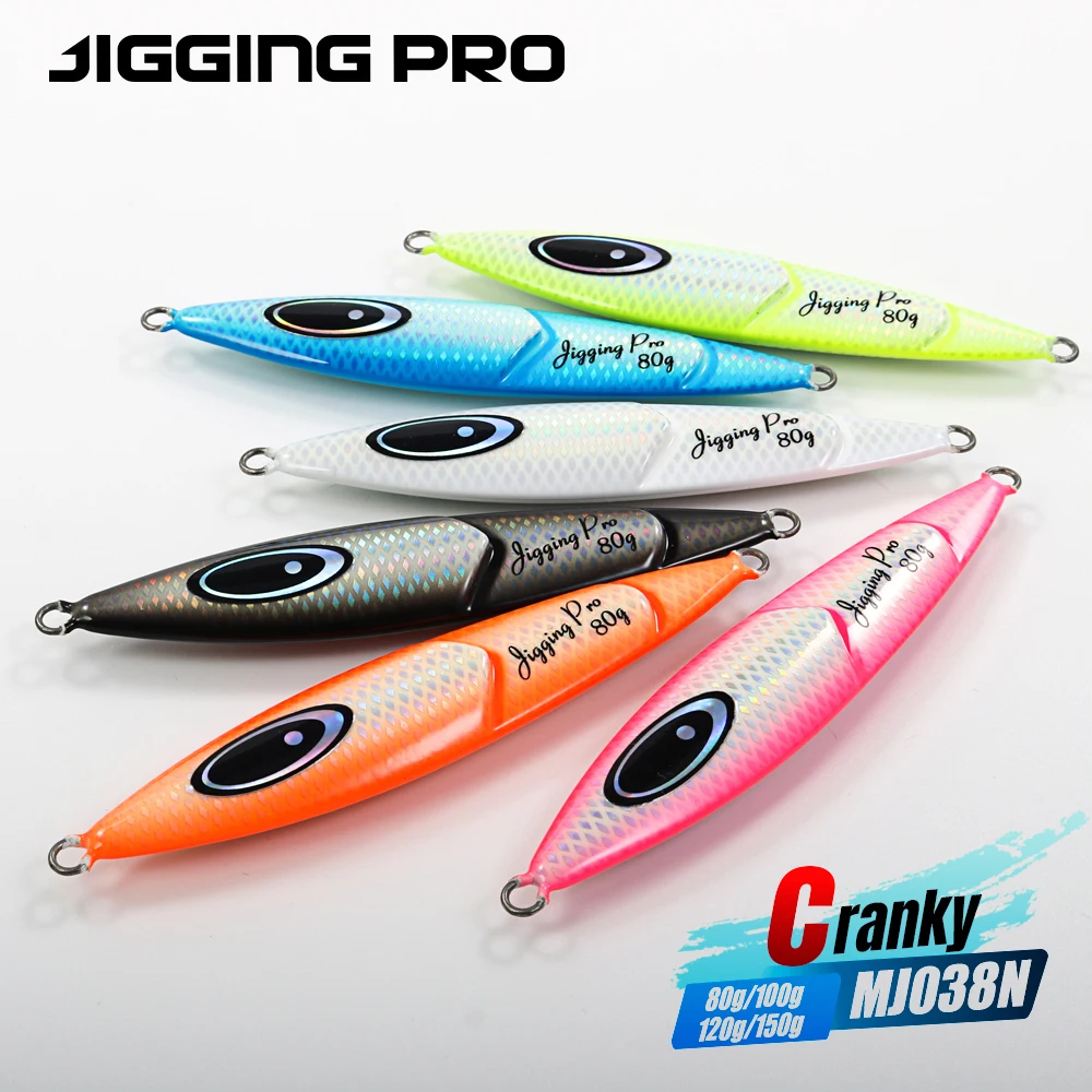 JIGGING PRO Slow Pitch Jigs 80g 100g 120g 150g Cranky Saltwater Shore Jigging Köder Leuchtender Löffel Metall Jig Angelköder