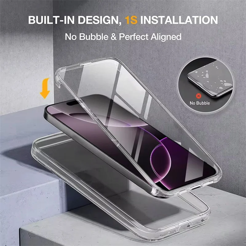 360 Full Body Clear Protective Phone Case with PC+TPU Bumper Cover