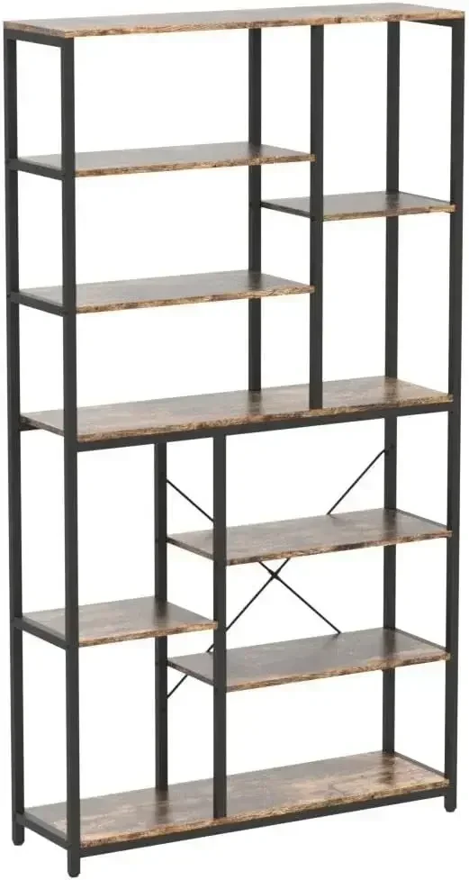 New2025-79 inches Tall Bookshelf Bookcase, 8-Tier Staggered Bookcase, Modern Freestanding Open Book Shelves, Wide Wood Etagere