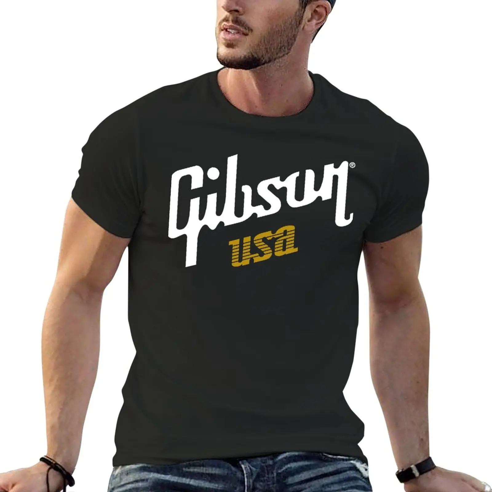 New Gibson USA T-Shirt T-shirt short blank t shirts Aesthetic clothing designer t shirt men