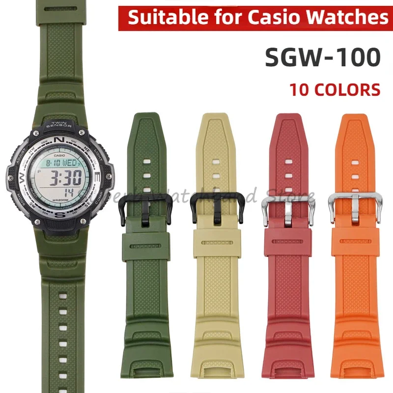 Cinturino In Resina Per Casio Sgw-100 Sgw-100-1V Sgw-100-1Vd Accessori Per Orologi Di Colore Opaco Per Uomo Bracciale Morbido In Gomma Impermeabile