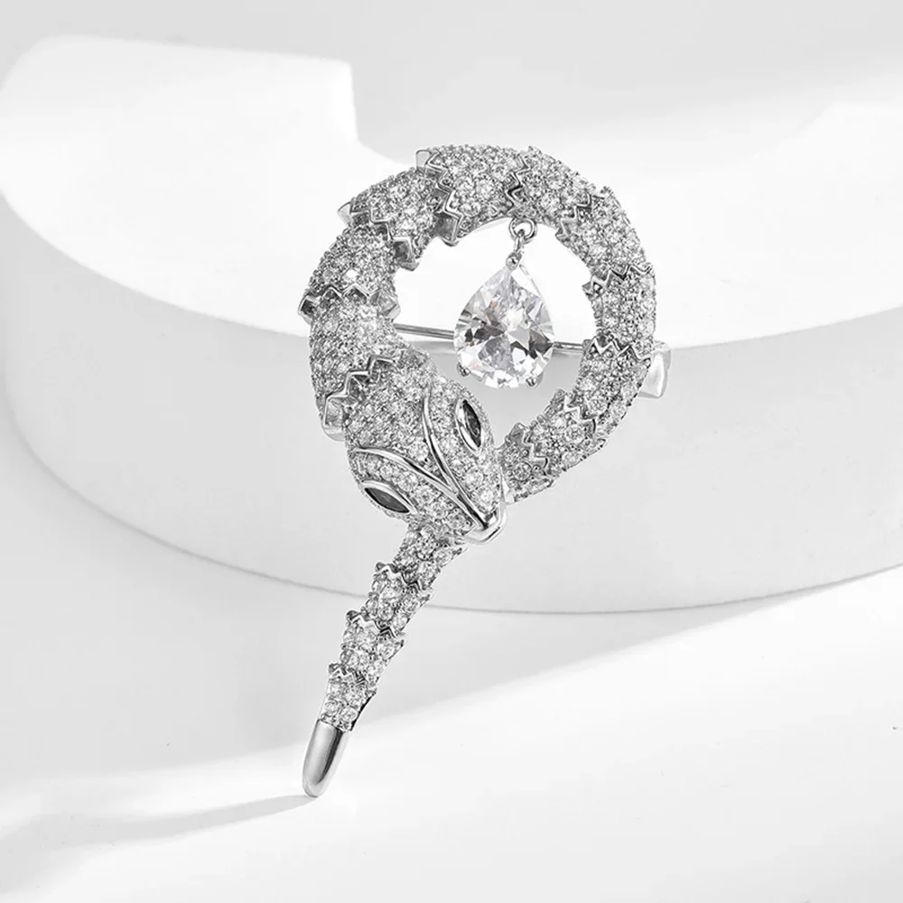 Luxury Brooch for Women Men Full CZ Crystal Snake Brooches Charm Pin Women's Clothes Accessories Jewelry Birthday Party Gift