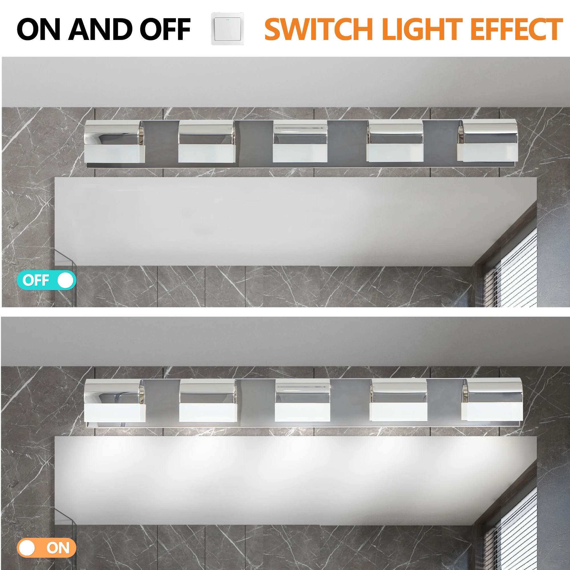 Simple Modern Silver 5 Lights Above Bathroom Lighting Fixtures Acrylic Bathroom Lights LED Home Decor