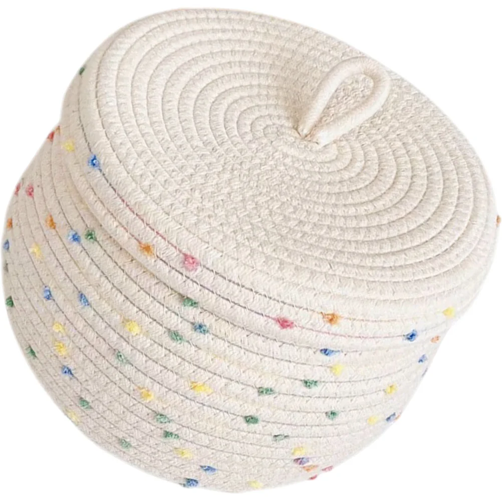 

Rope Storage Basket Laundry Hamper with Lid Cotton Woven Baskets Decorate Makeup Desktop Sundries Organizer