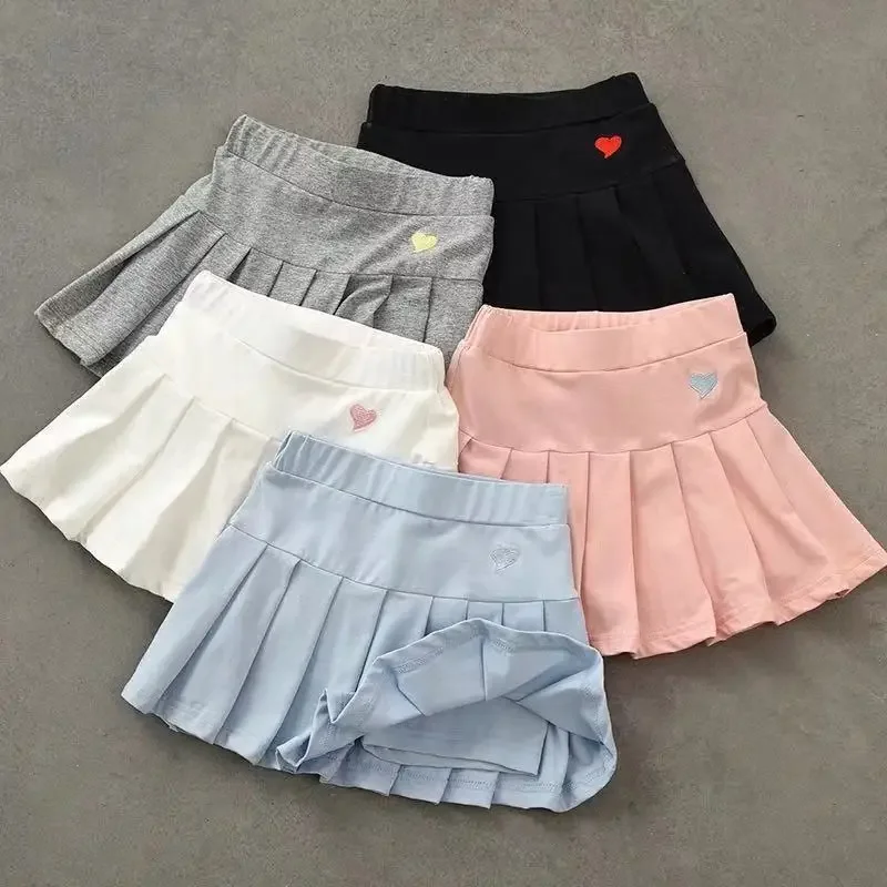 Girls’ New All-Match Pleated Culottes Medium And Small Children’S Summer Skirt With Inner Safety Pants Student Uniform Skirts Baby & Maternity