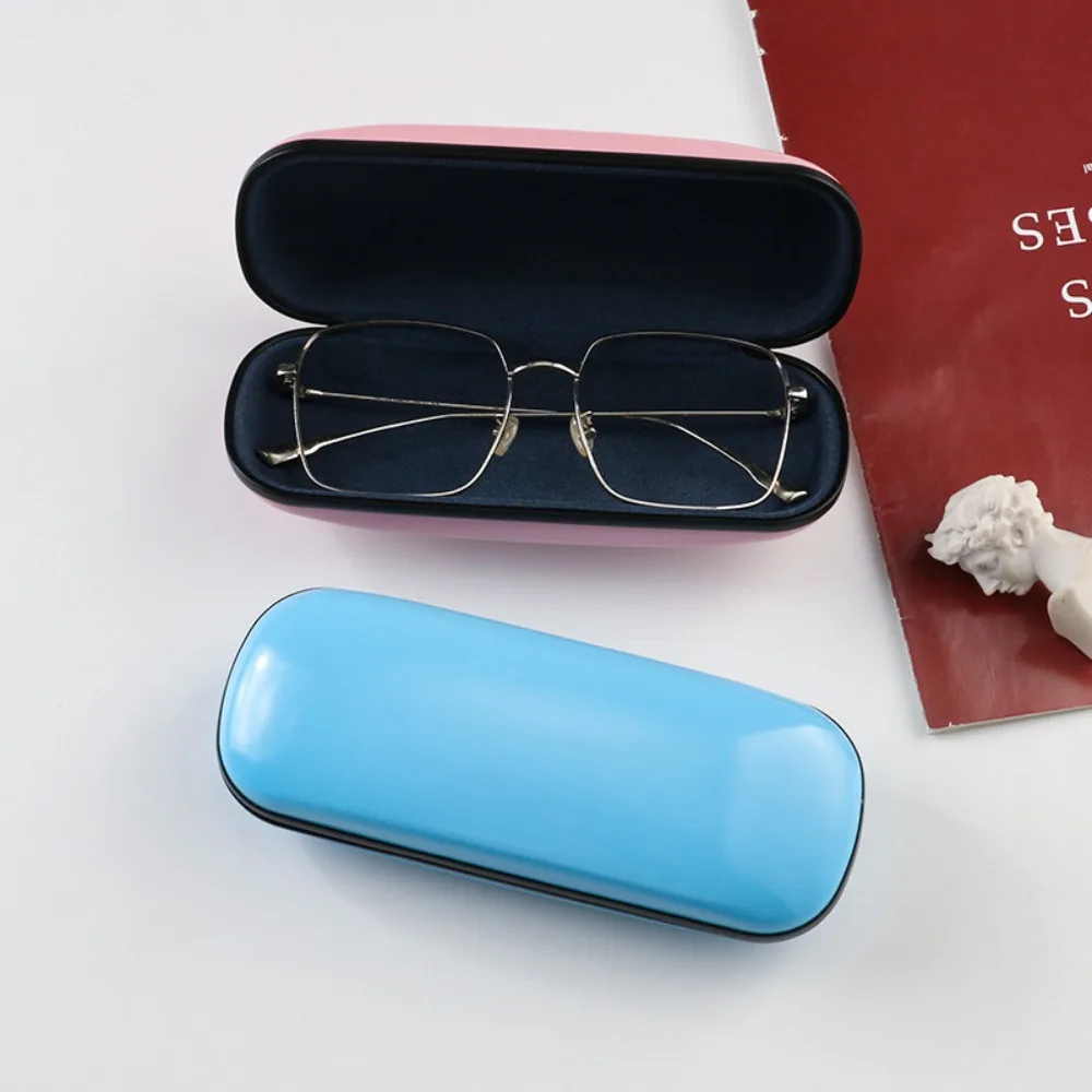 

Hard Shell Eyeglass Box Eyewear Accessories Anti Pressure Solid Color Glasses Case Metal paint Storage Box Men