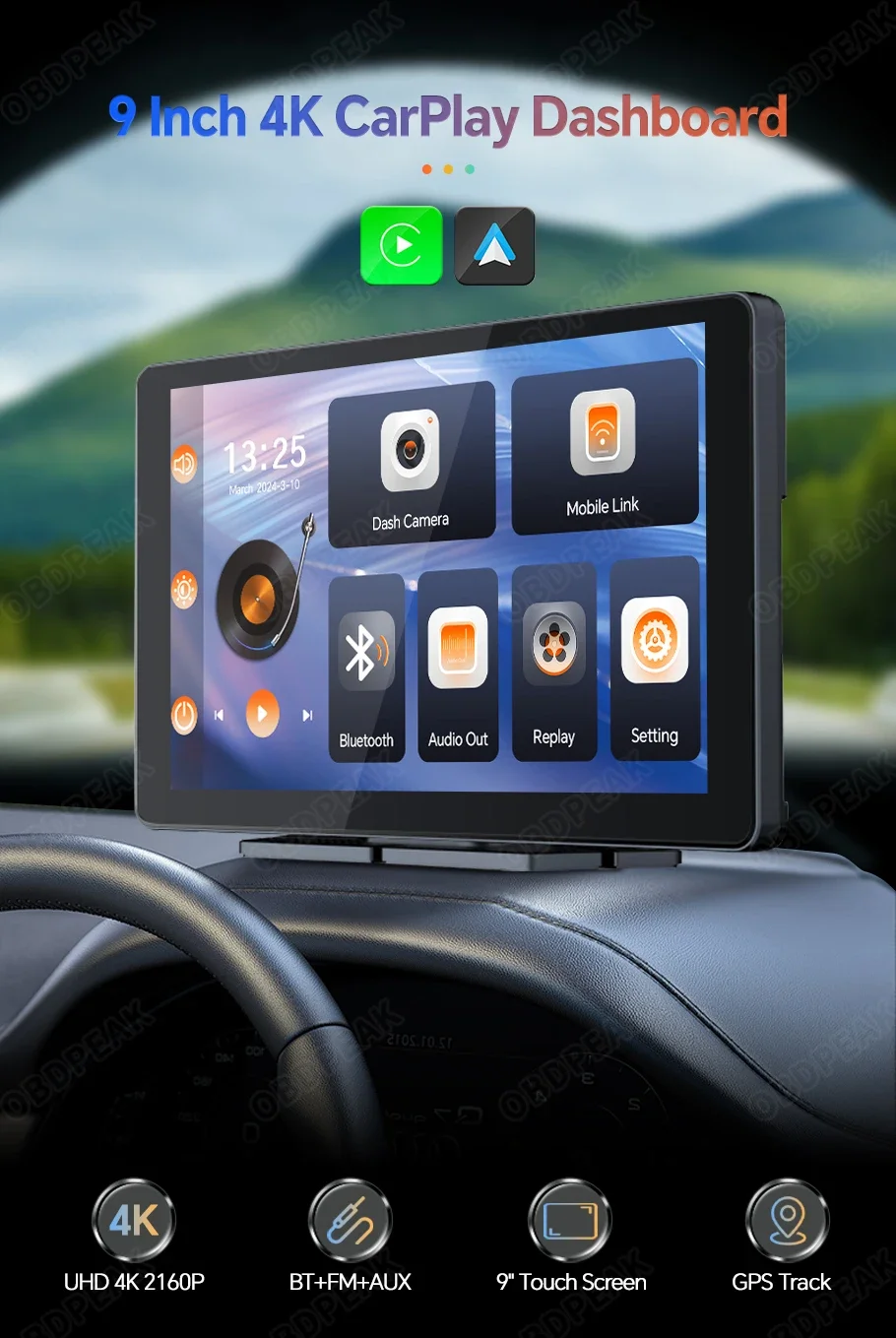 Obdpeak-車のダッシュボードカメラ,ビデオレコーダー,Android,車
