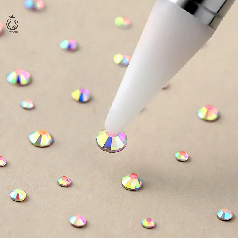 1Pc Crystal Double Head Point Drill Pen Gem Rhinestone Picker Wax Pencil 2Ways Use Sticking Picking Dotting Jewelry Tools 3
