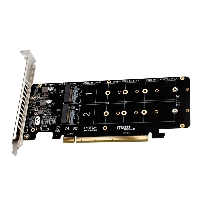 

PCIE 4,0 Dual-Disk Pciex16 до M.2 M-Key NVME SSD Плата расширения, поддерживает 4 Nvme M.2 M ключ 2280 SSD