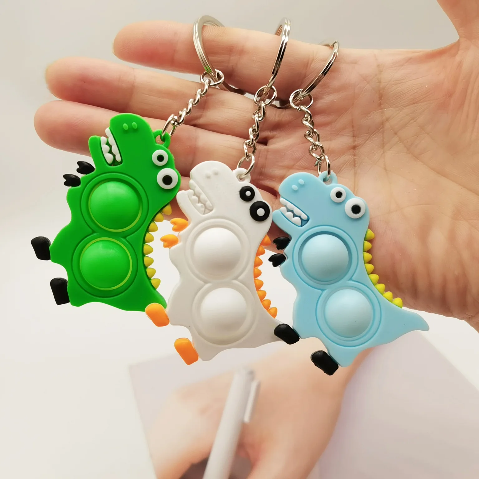 Portachiavi Bubble Dinosaur Portachiavi Creativo Double Sided Silicone Tyrannosaurus Rex Bag Car Portachiavi Ciondolo Portachiavi Regali