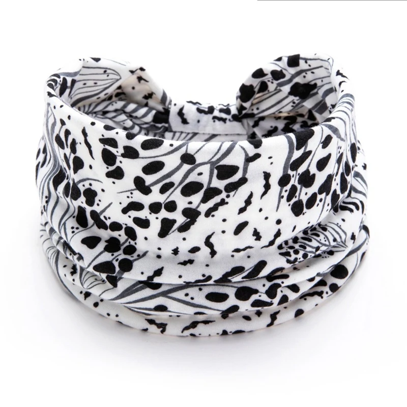 Women Wide -Side Pilates Elastic Hair Bands Yoga Leopard Print Headband Running Cycling Turban Makeup Hair Hoop Makeup Headwrap