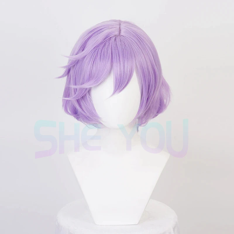 

Twisted-Wonderland Epel Felmier Purple Ombre Blue Short Cosplay Wigs Heat Resistant Synthetic Hair Carnival Party + Wig Cap