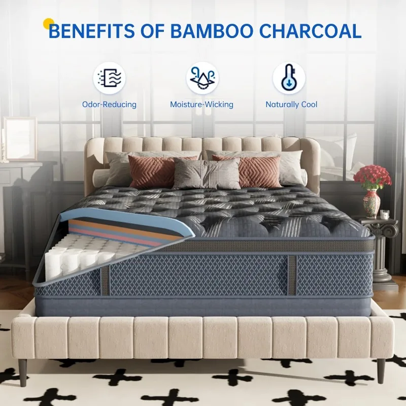 10" CertiPUR-US Certified Memory Foam Pocket Spring Mattress,Hybrid Innerspring Mattress,Full Mattress in a Box 3