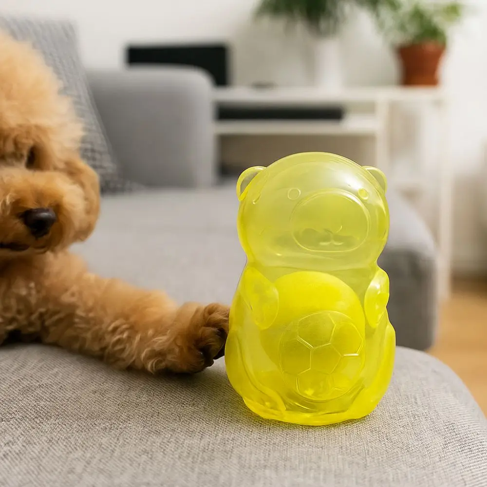 Bite Resistant Dog Chewing Toy Sound Production Bear Shape Puppy Toy Ball with Tennis Dog Teething Treats Balls Playing