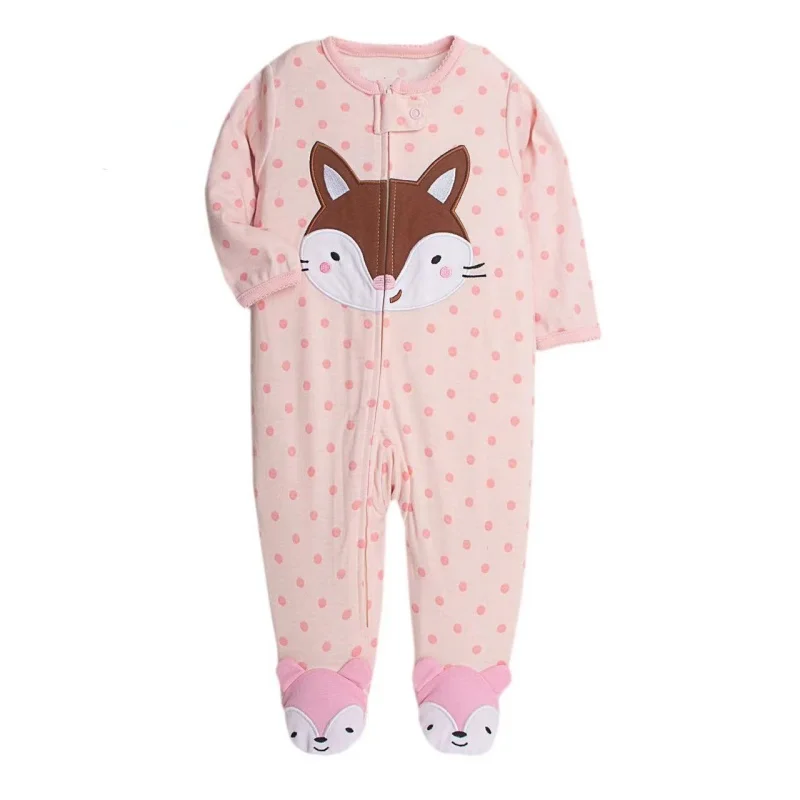 Winter Baby Clothes Newborn Boys Girls Warm Footed Fleece Jumpsuit Cute Dinosaur Rompers Fox Zipper Cotton Infants Pajamas 0-12M 5