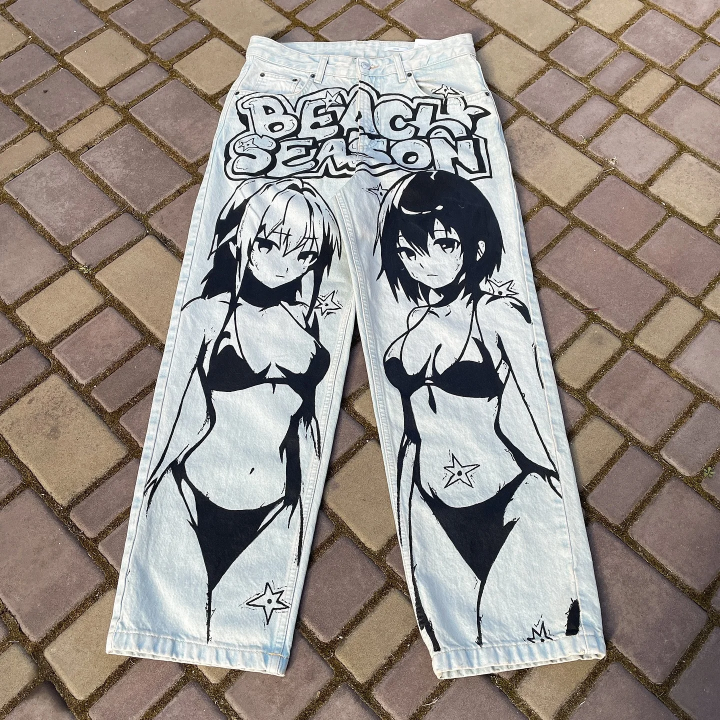 Bikini Anime Sexy Girl Print Baggy Jeans New Style Wide Leg Trouser Y2k Harajuku Popular Streetwear Men Women High Waist Pants 2