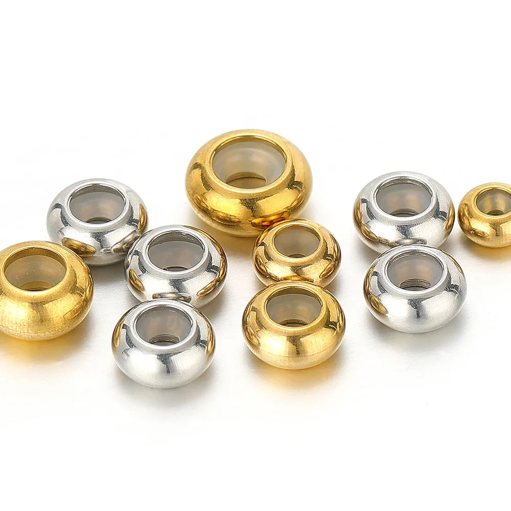 20 Stück 6/7/8/10 mm Edelstahl verstellbare rutschfeste Silikon Stopper Spacer Perlen für DIY Armband Erkenntnisse Schmuckherstellung