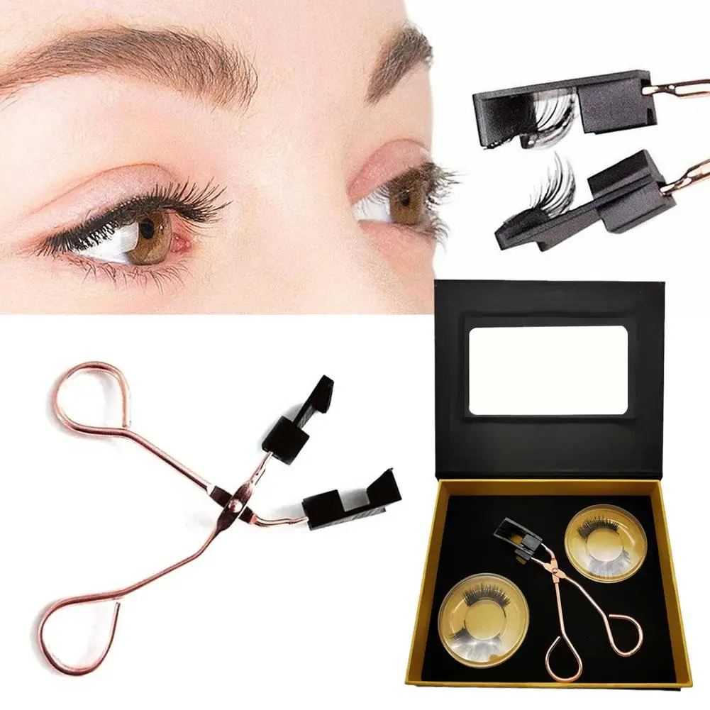 

2pair Magnetic EyeLashes Kit With Applicator 3D Natural Lashes False Clip Wear Look Easy Need Reusable Glue No Eyelashes Se J7P5