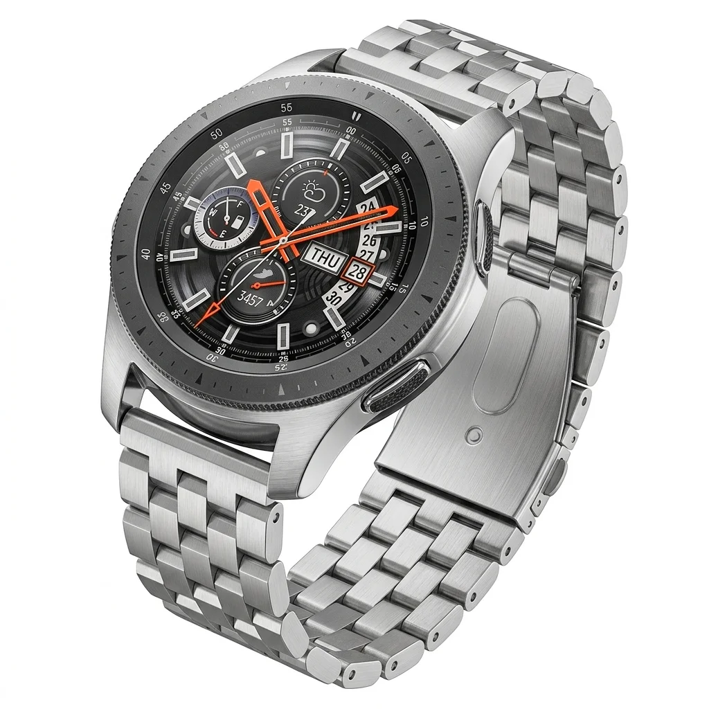 Elegant Stainless Steel Watch Strap Bracelet - Polished Brushed Finish