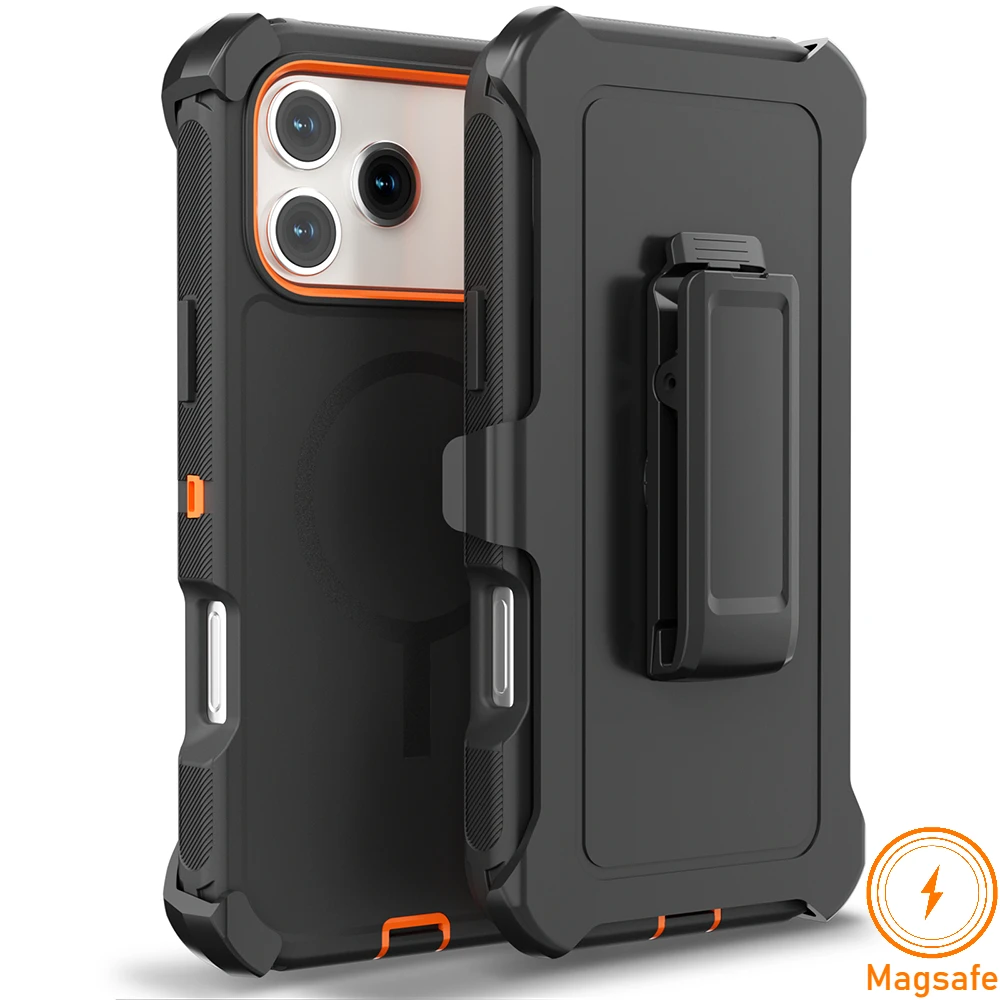 Enhanced Armor Magnetic Phone Case - Rugged Shockproof Design with Clip Cover