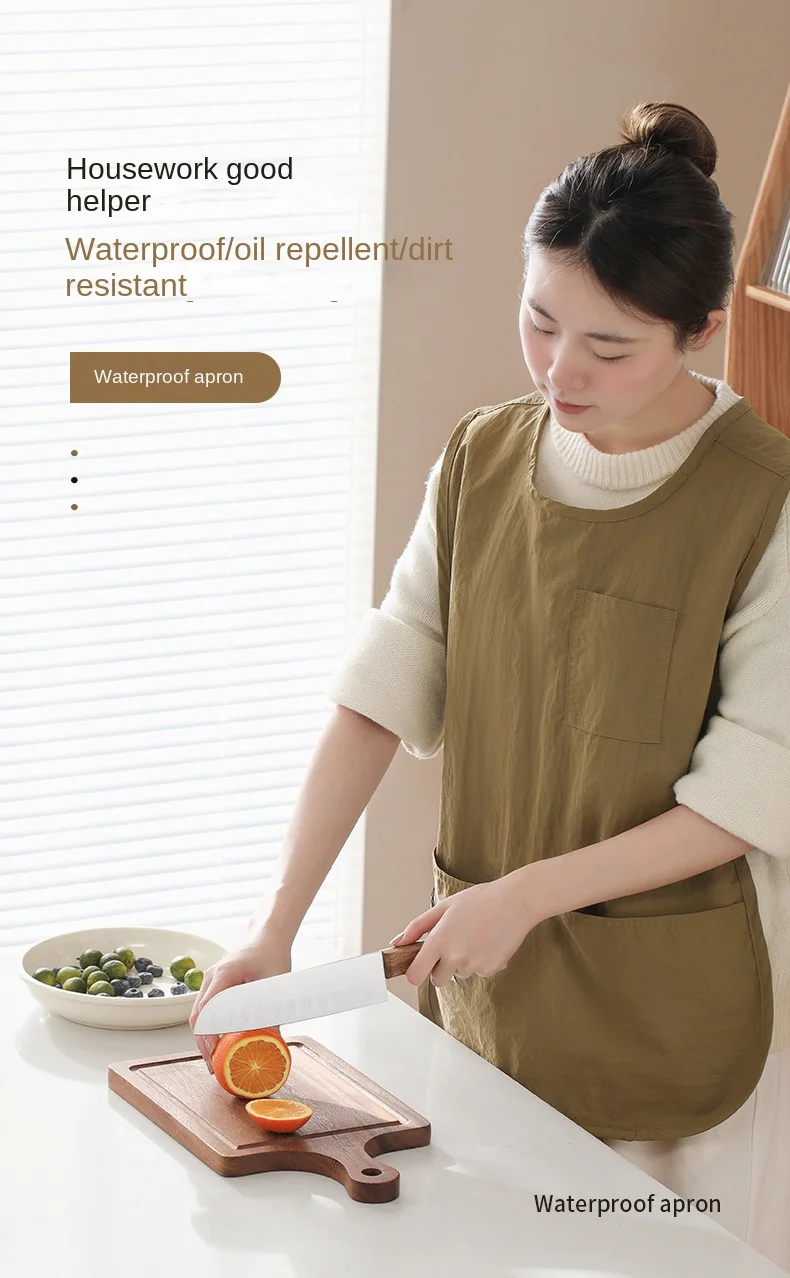 Apron Waterproof and Oil-proof Kitchen Catering Coverall for Men Coffee Milk Tea Dessert Shop Work Clothes for Women