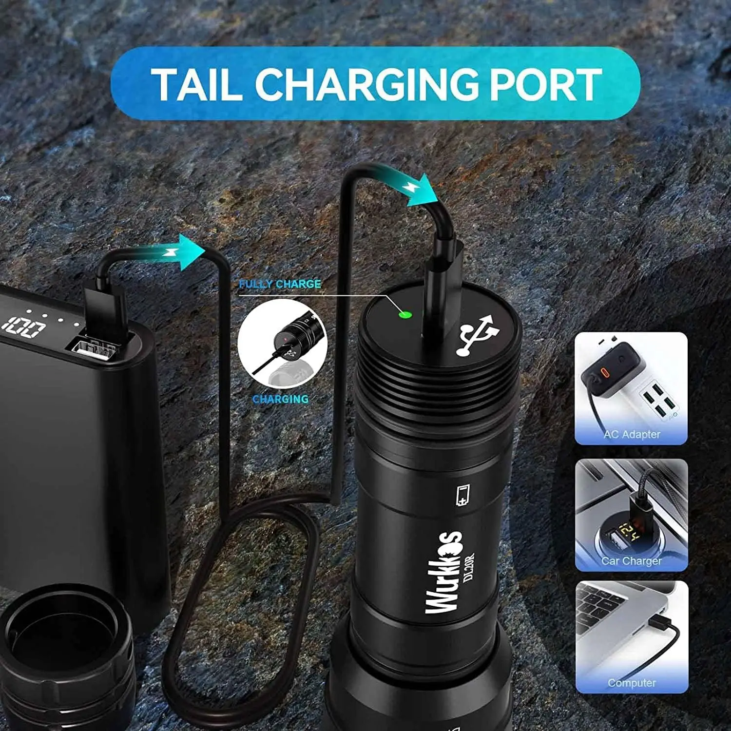Wurkkos DL20R USB C Rechargeable Diving Light 3200lm XHP50.2 18650 Flashlight Magnetic Control Switch
