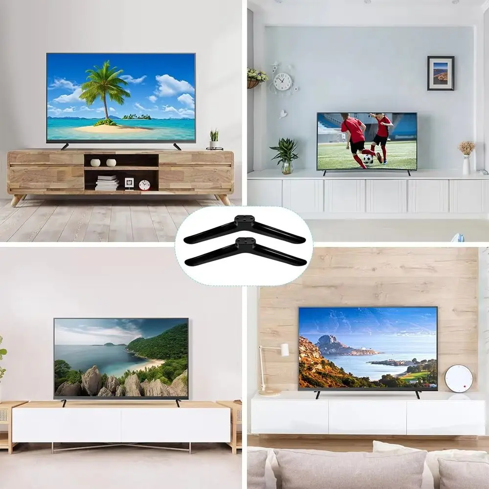 New Universal TV Base Stand Legs With Screws Black Television Tabletop Foot Pedestal Feet Bracket Living Room