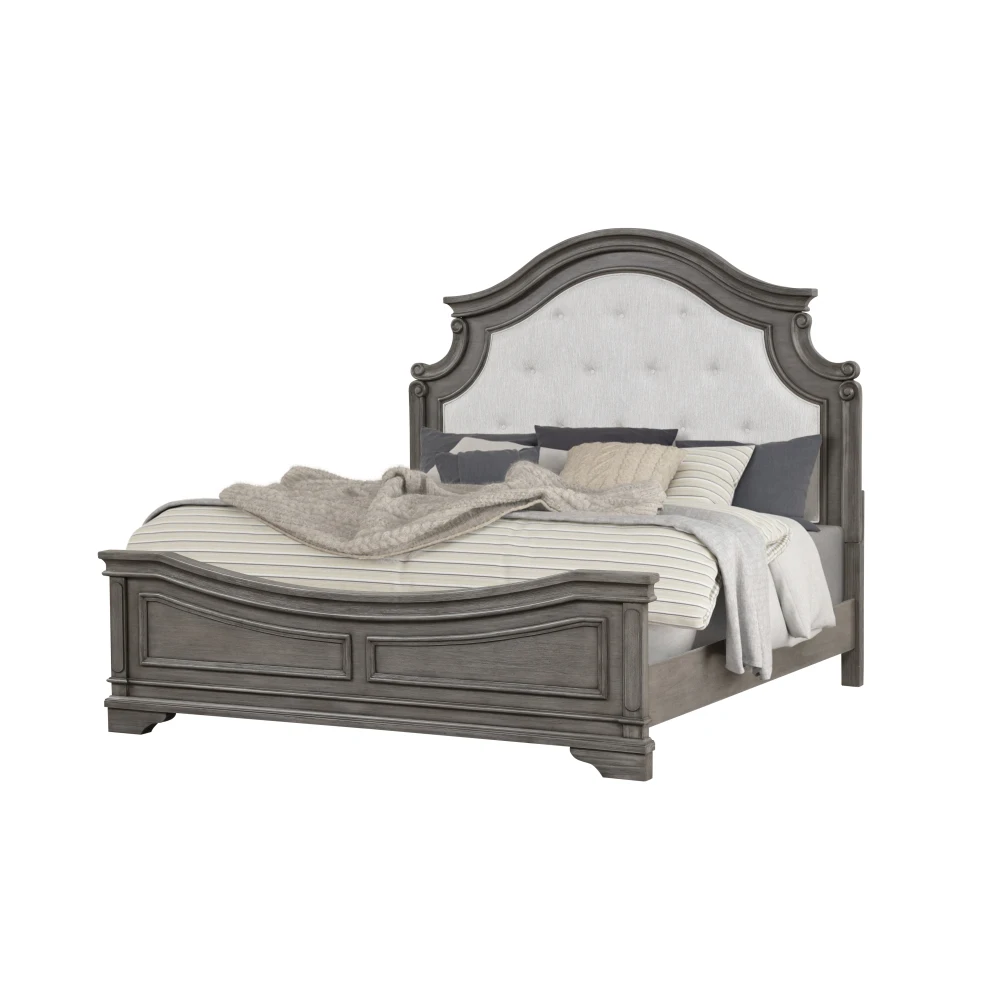 5-Piece Rustic Gray Wood Queen Bedroom Set - Traditional Style 2
