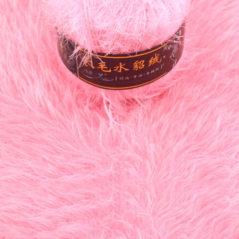 NUBECOM Long Plush Mink Fur Yarn, Weaving Crochet Thread, Handcraft DIY, Sweater, Scarf, Hat, Knitting Wool, Soft Knitted Yarn 6
