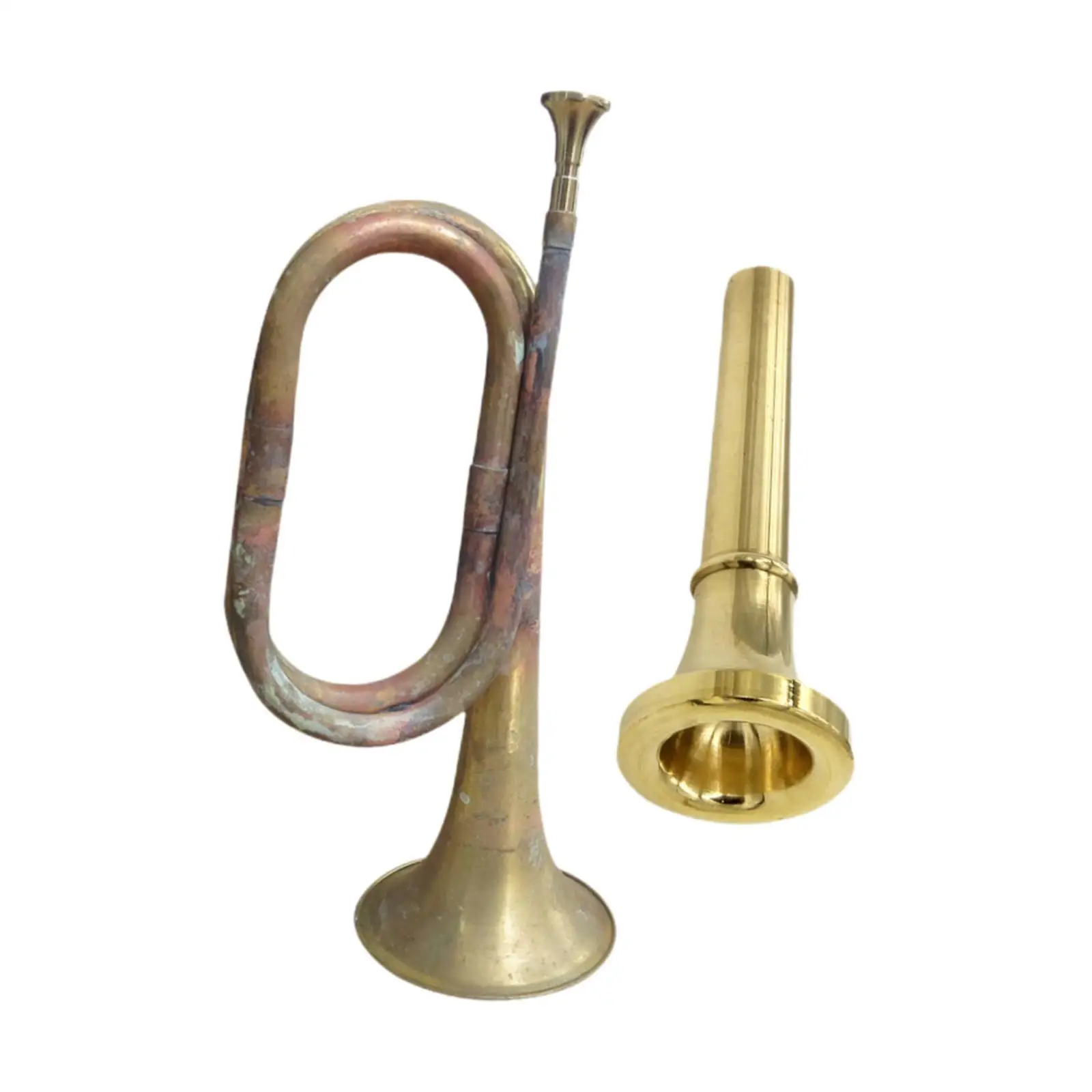 Blowing Bugle Cavalry Trumpet C Bugle Classic Mini Brass Instrument Marching for Stage Performance Adults Children Kids