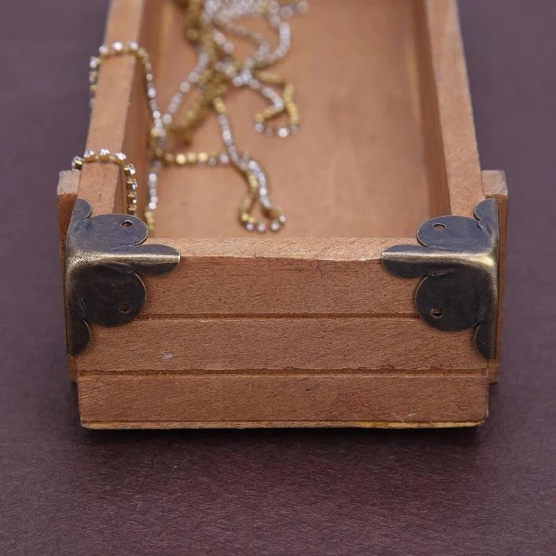 New 12pcs Antique Furniture Bracket Decorative Corner Jewelry Wine Box Wooden Case Feet Leg Corner Edge Metal Protection Cover