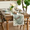 Eucalyptus Egg Easter Linen Table Runner Spring Farmhouse Kitchen Dining Table Decor for Indoor Outdoor Home Holiday Party Decor 3