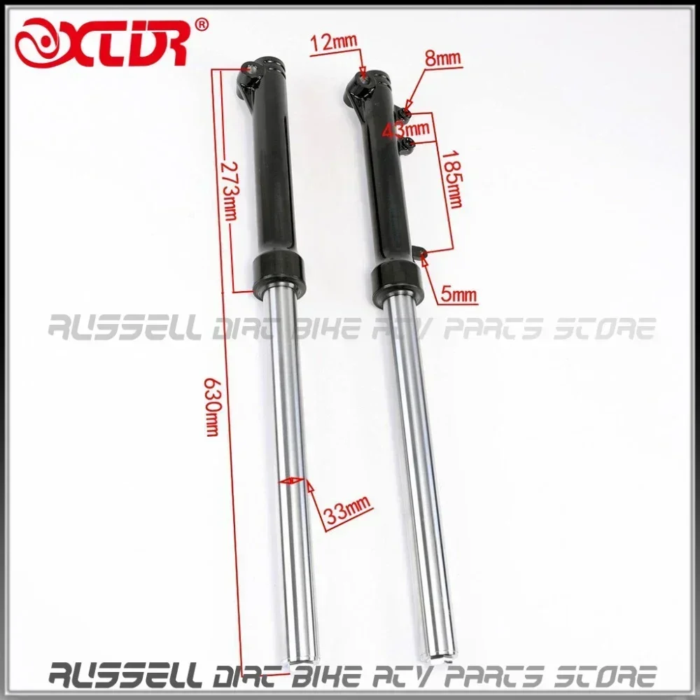 Motorcycle Front Fork Shocks Suspension with Handlebar Triple Tree Clamp and Bar Riser for Dirt Pit Bikes