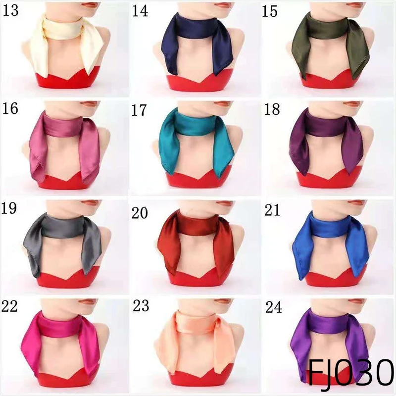60*60cm Satin Square Scarf Women Candy Color Neckerchief Silk Feeling Stain Shiny Headband Silk Hair Wraps Bag Accessories 3