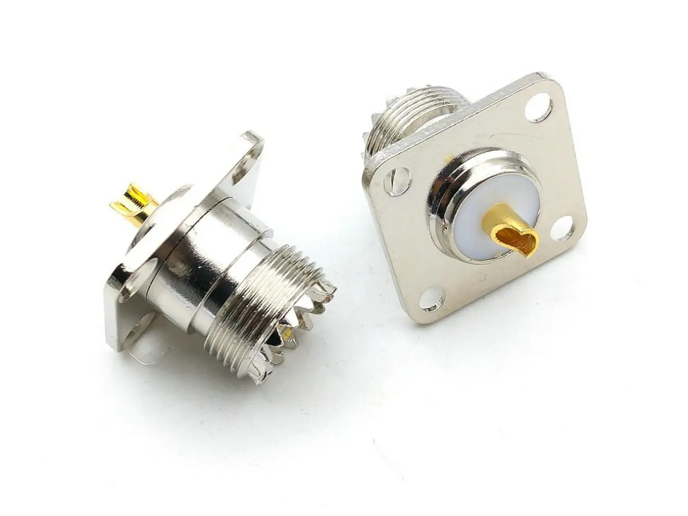 Superbat Connettori SO239 UHF Femmina A Pannello - 3 Pezzi In Ottone Nichelato 50 Ohm Per Antenne CB, Radio E Wi-Fi