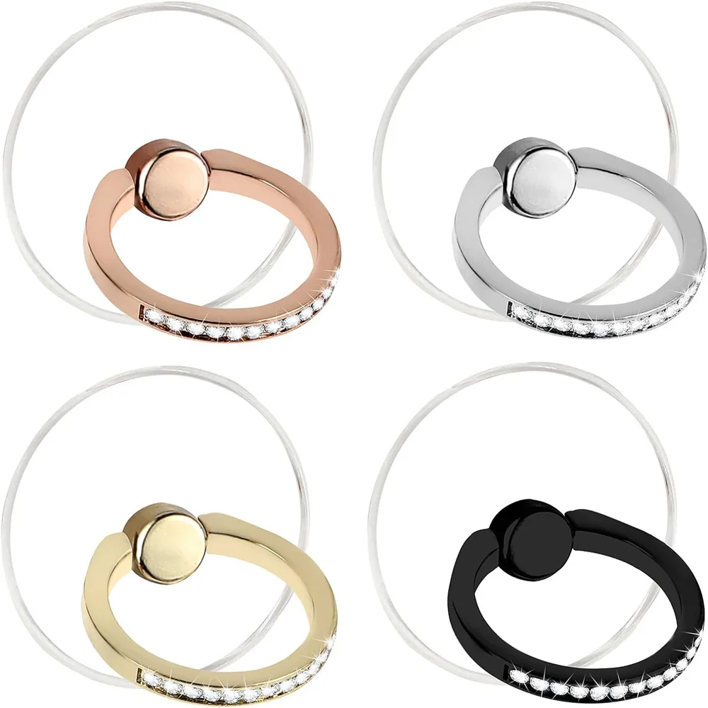 Shining Diamond Cell Phone Ring Holder Stand Universal Transparent Phone Ring Buckle Desktop Bracket 360°Degree Rotation