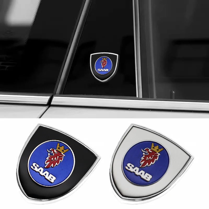 

2Pcs 3D Metal Sticker Car Styling Emblem Badge Stickers Decals For SAAB 93 95 9-3 9-5 9000 900 Turbo Auto Accessories