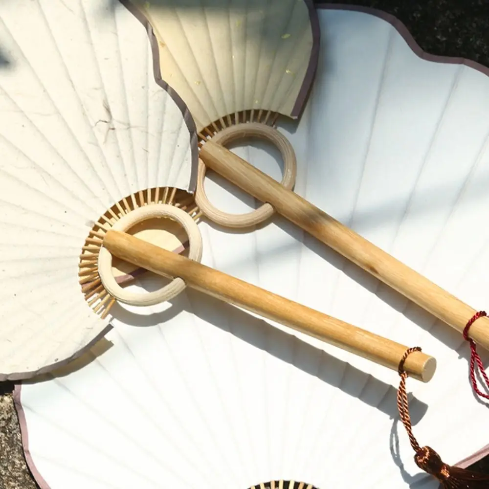 Portable Hand Fan DIY Xuan Paper Bamboo Handle Japanese Style Blank Classical Hand Painted Painting Creation