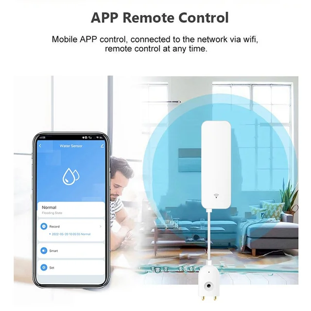 FEDI-Tuya Zigbee Smart Water Leak Sensor Water Overflow Level Detector Security Alarm System Flood Leakage Sensor 4