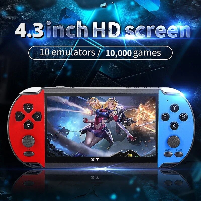  X7 Handheld Game 4.3 Inch HD Large 8G Screen Classic Game Retro Console Built-in Games Mini Handheld MP5 Video Game 