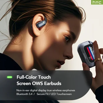 【AI Translator Earbuds】HTC NE25 Bluetooth Earphones LCD Touch Screen Sport Wireless Headphones Long Life with HD Mic 3