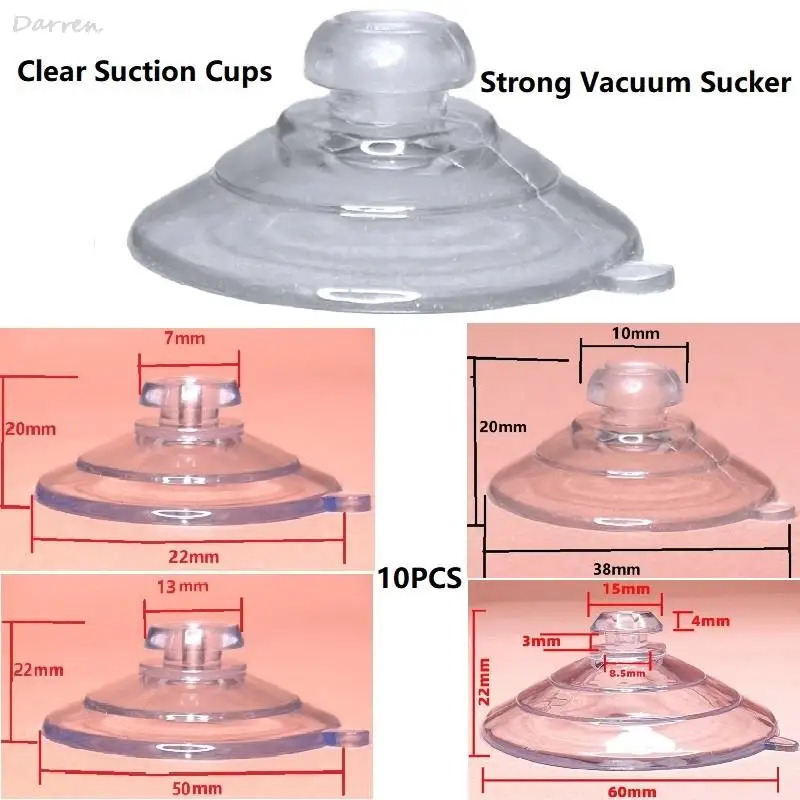 Ventosas de PVC Clear Suction Pad, Cogumelo Head Sucker, Otário de vidro a vácuo forte para cozinha banheiro e carro, 22mm, 38mm, 50mm, 60mm