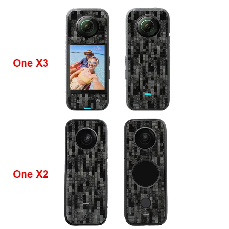 3D 블랙 카모 안티 스크래치 PVC 스티커 보호 필름 전면 + 후면 스크래치 방지 데칼 스킨 Insta360 One X4 X3 / X2 랩